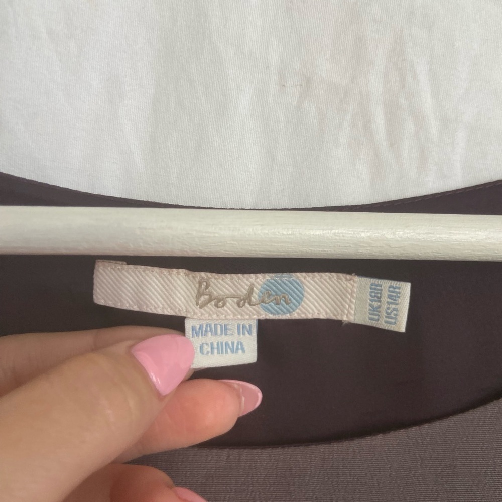 Boden Colorblock 3/4 Sleeve Shift Dress Career Business Purple Grey Size 14 - Picture 6 of 16